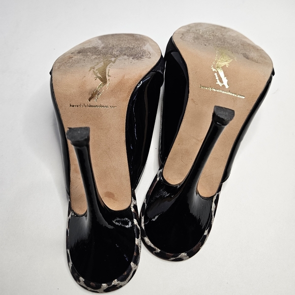 Beverly Feldman Black Peep Toe Heels Open Back 8M Rhinestones Kitten Heel - Picture 13 of 17